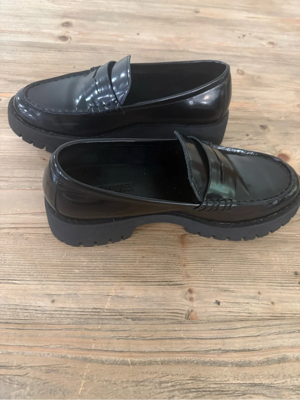 Steve Madden Langsten Lug Sole Loafers, Black, Size 7.5, Preowned